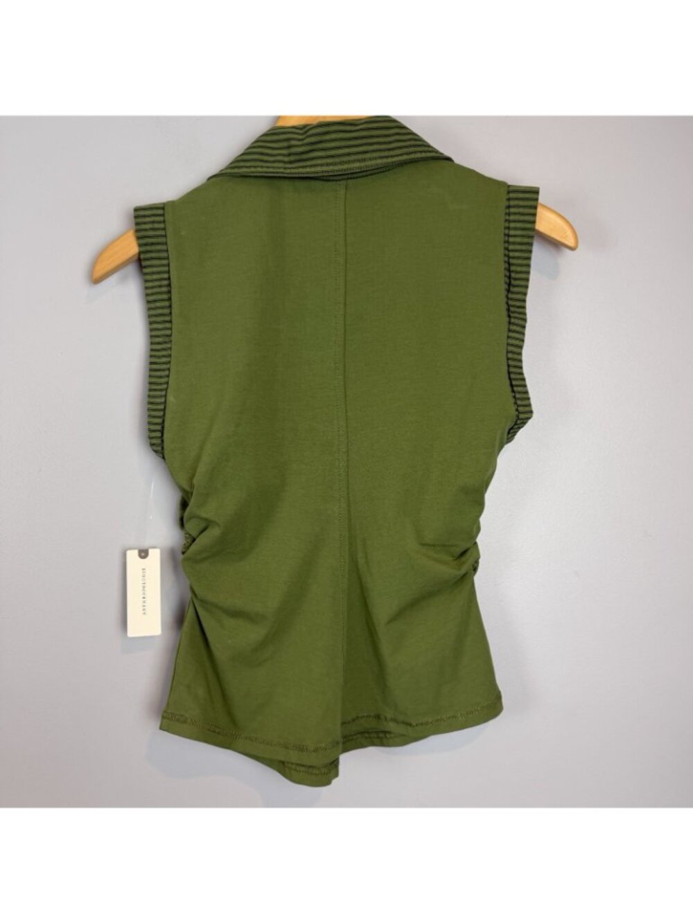 Pilcro Polo Tank Womens Size XS Olive Green NWT Anthropologie Ruched Sleeveless - Picture 6 of 10